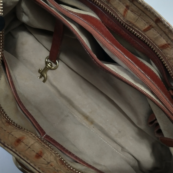 BRAHMIN Elegant Brown Crocodile Embossed Handbag